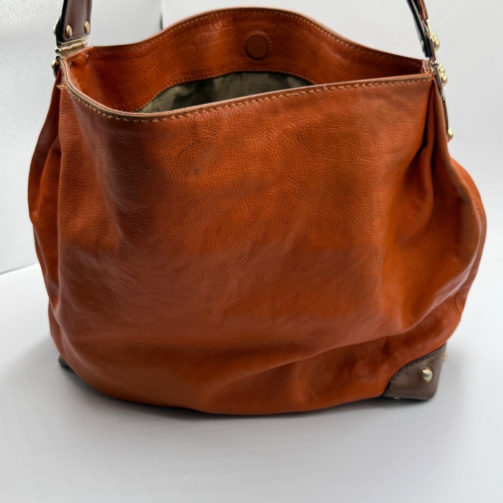 Michael Kors Leather Hobo Bag Large Orange Boho Chic Slouchy Shoulder Bag READ - Picture 2 of 15